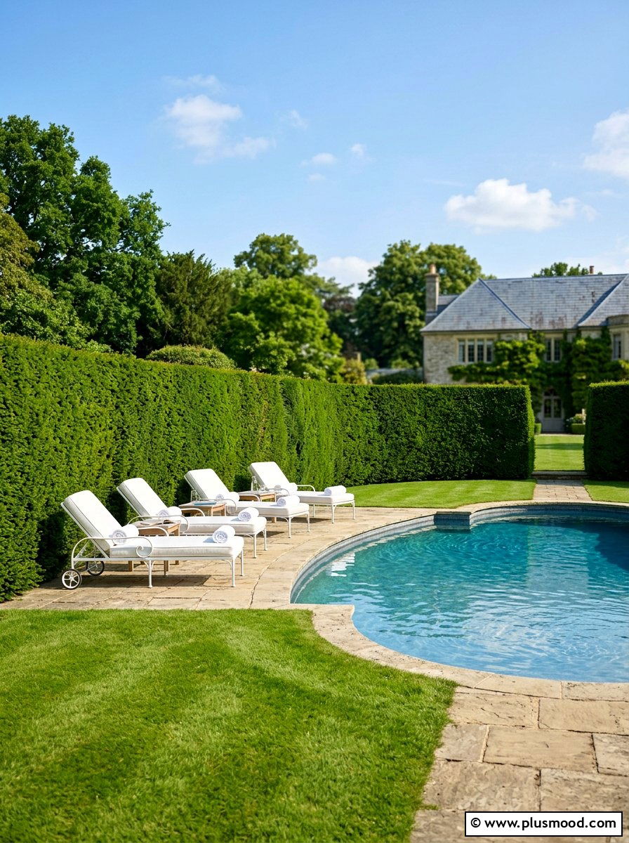 Privacy hedge pool border - 25 pool landscaping ideas with curved edges
