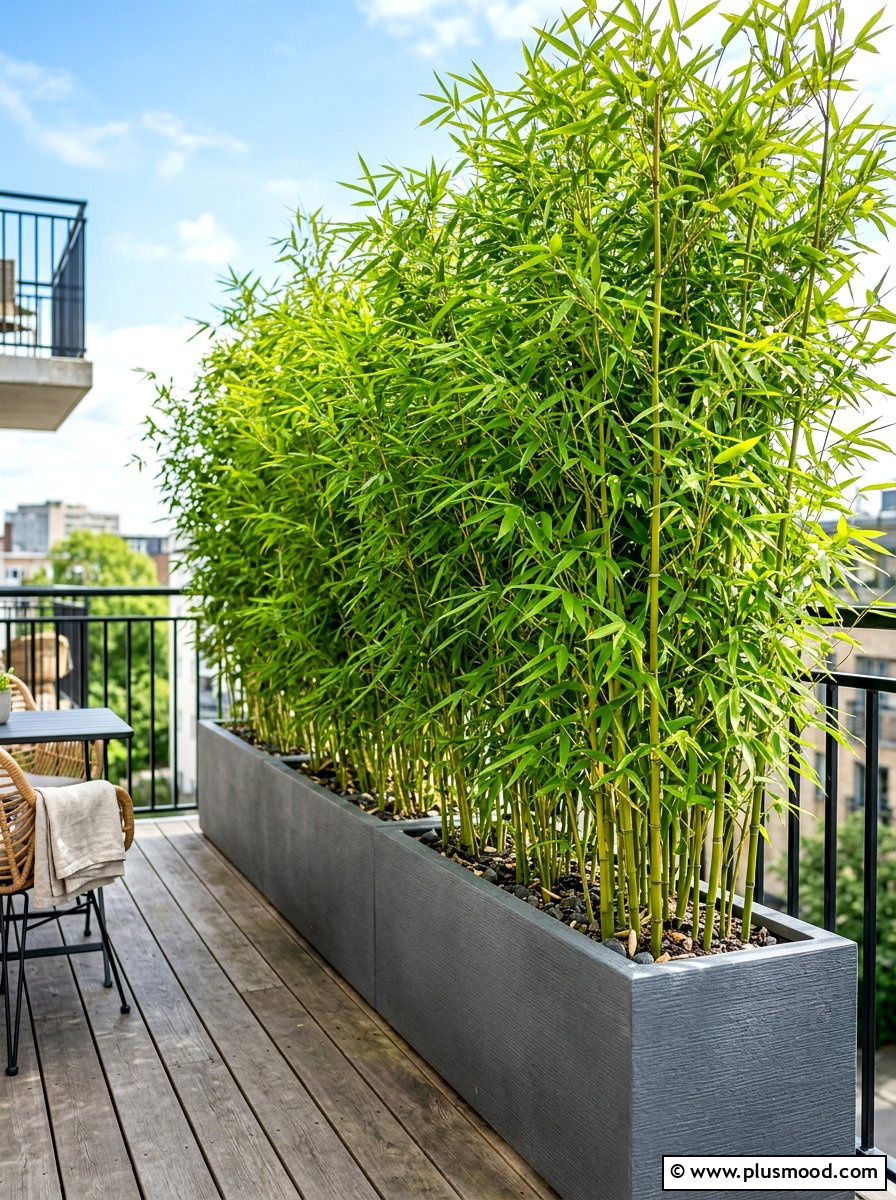 Privacy plants in planters - 25 summer balcony ideas on a budget