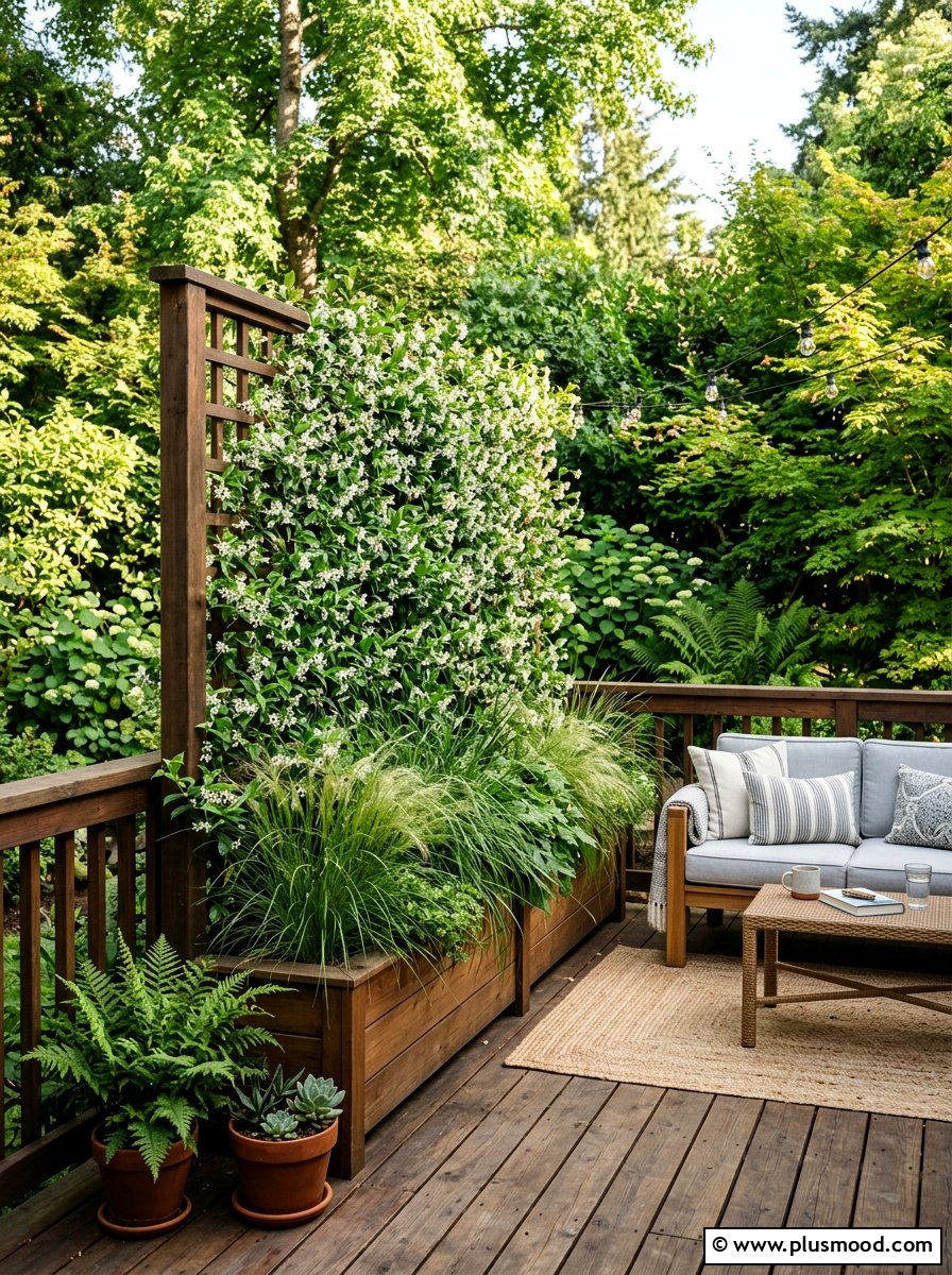 Privacy screen railing planter - 25 summer railing planter ideas