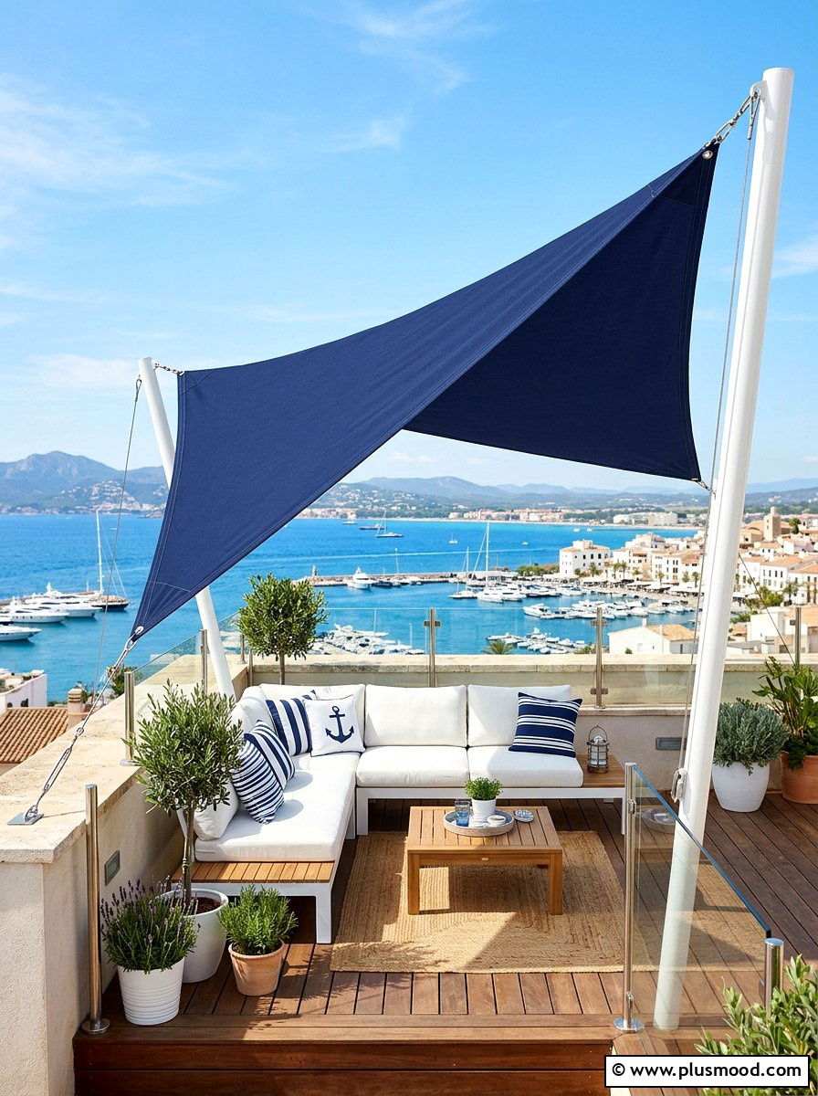 Privacy sun sail - 25 summer balcony privacy ideas