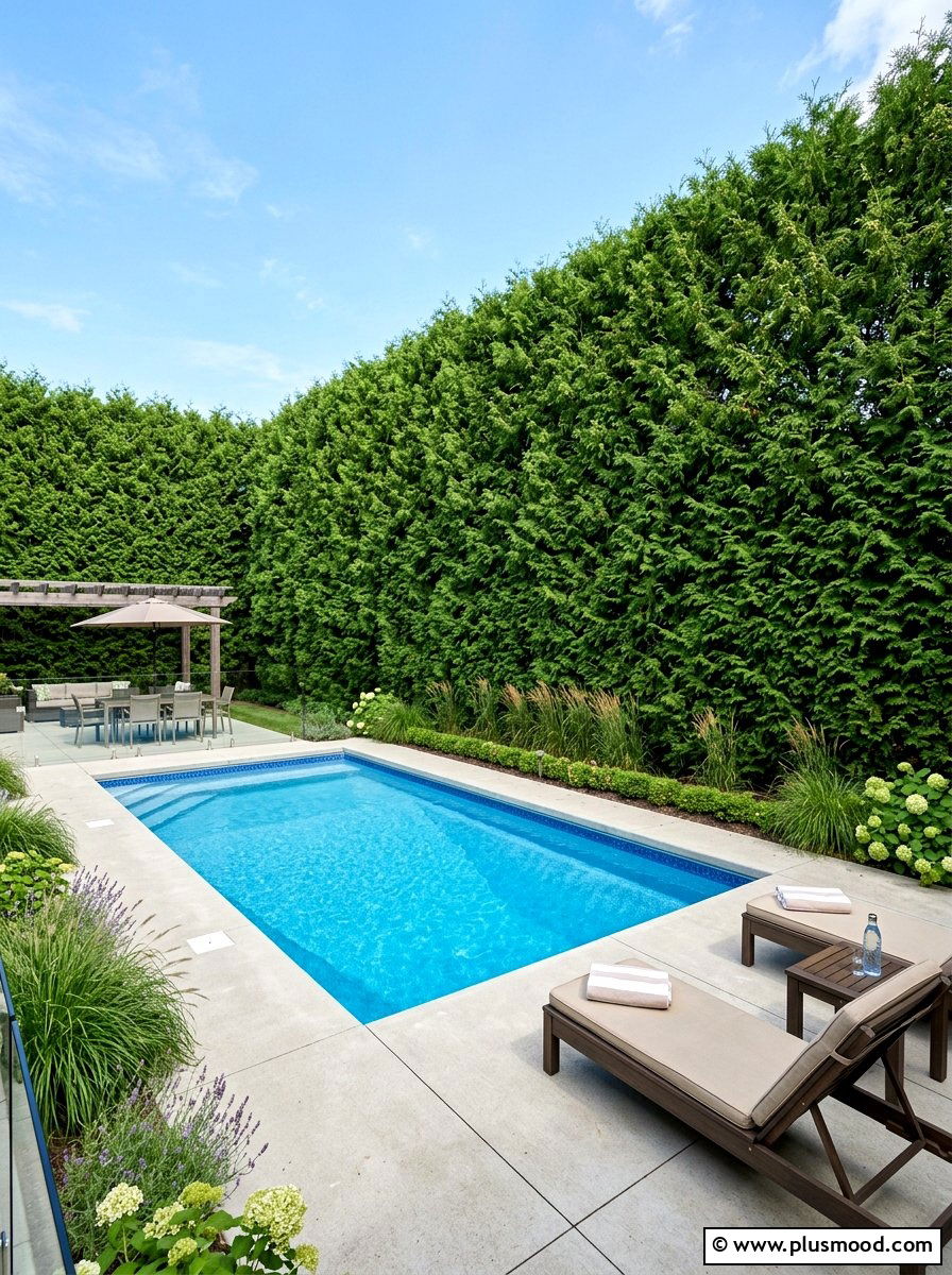 Privacy trees for backyard pool - 25 pool landscaping ideas for inground pools