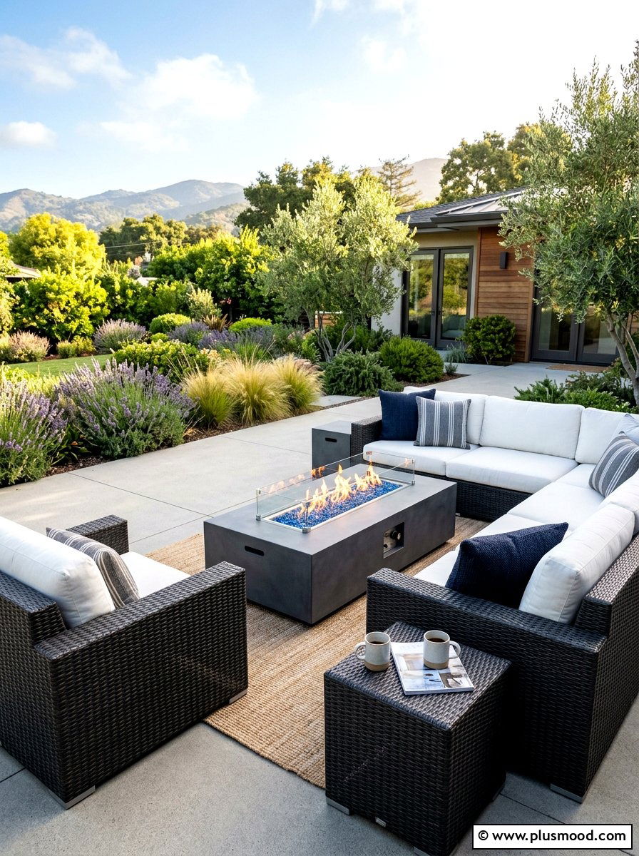 Propane Fire Table - 25 small backyard ideas with fire pit