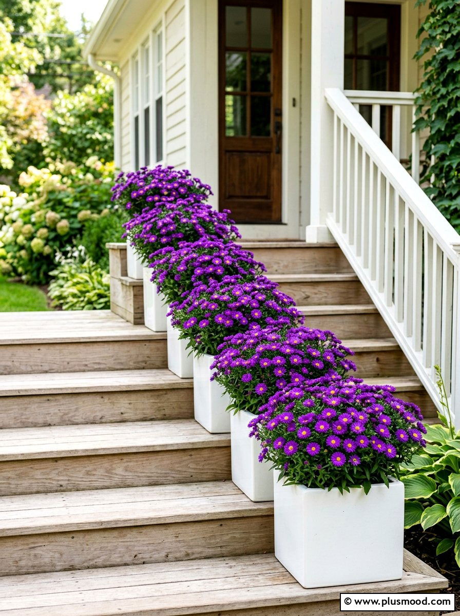 Purple Aster Container - 25 late summer porch planter ideas