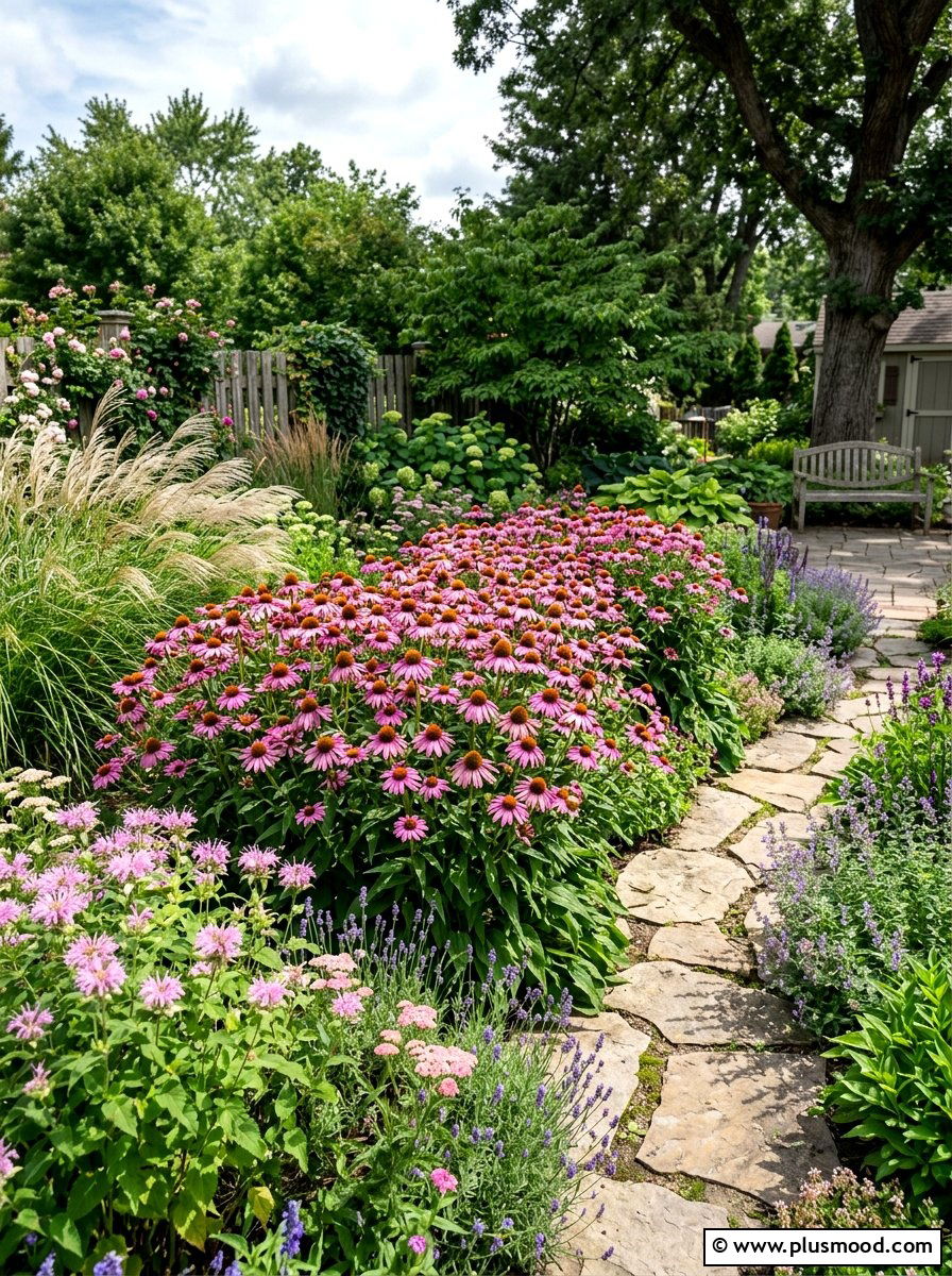 Purple Coneflower Garden - 25 summer native plant landscaping ideas