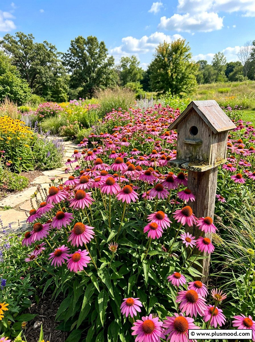 Purple Coneflower Garden - 25 summer pollinator garden ideas