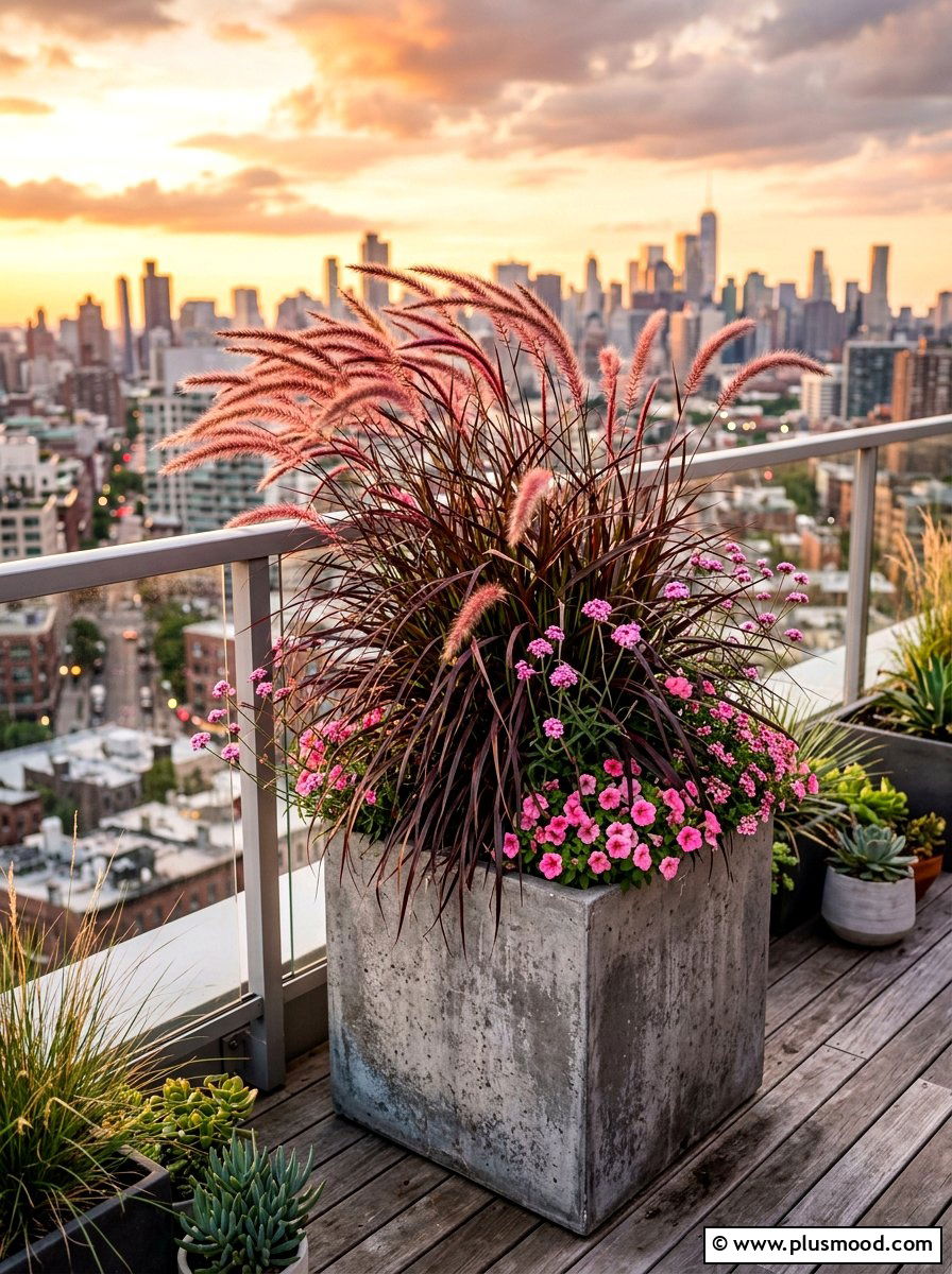 Purple Fountain Grass Container - 25 summer container garden ideas
