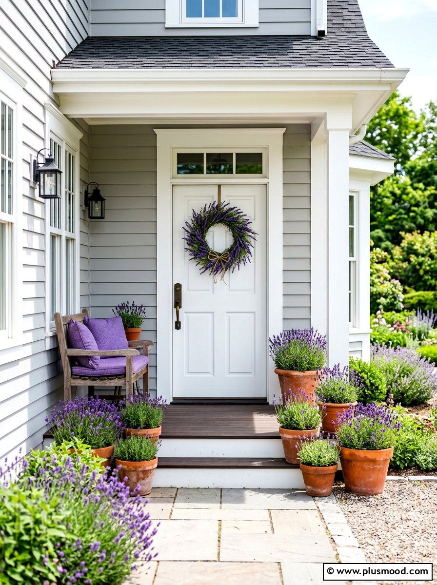 Purple Lavender Wreath - 25 summer front door decor ideas