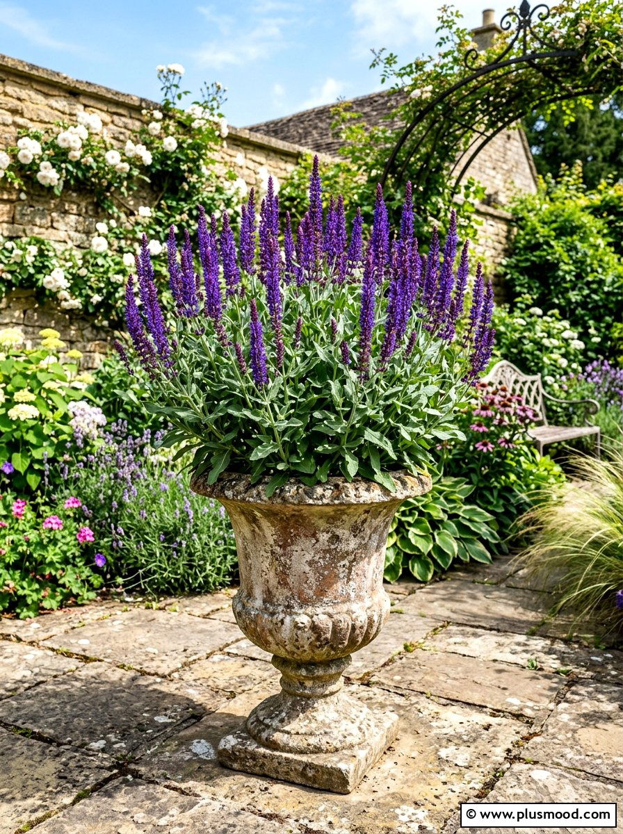 Purple Salvia Garden Pot - 25 summer container flower ideas