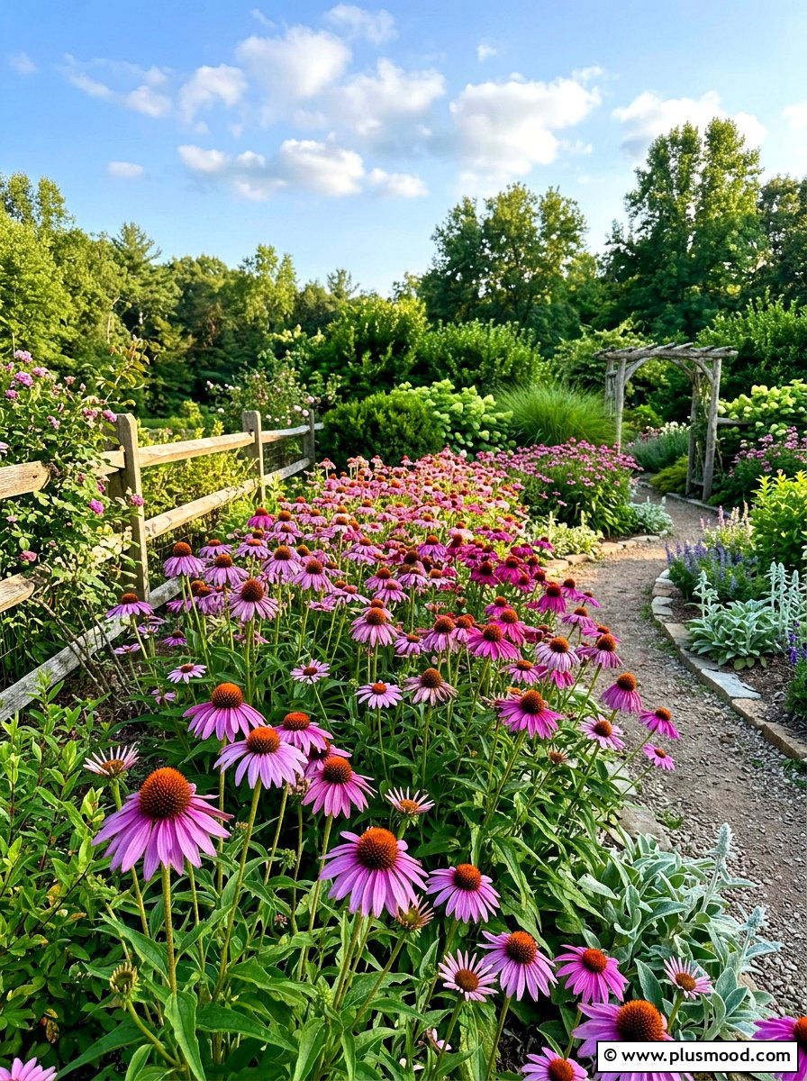 Purple coneflower garden - 25 late summer flower bed ideas