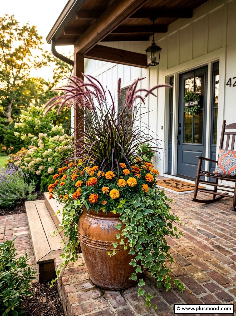 Purple fountain grass - 25 summer to fall front porch planter ideas