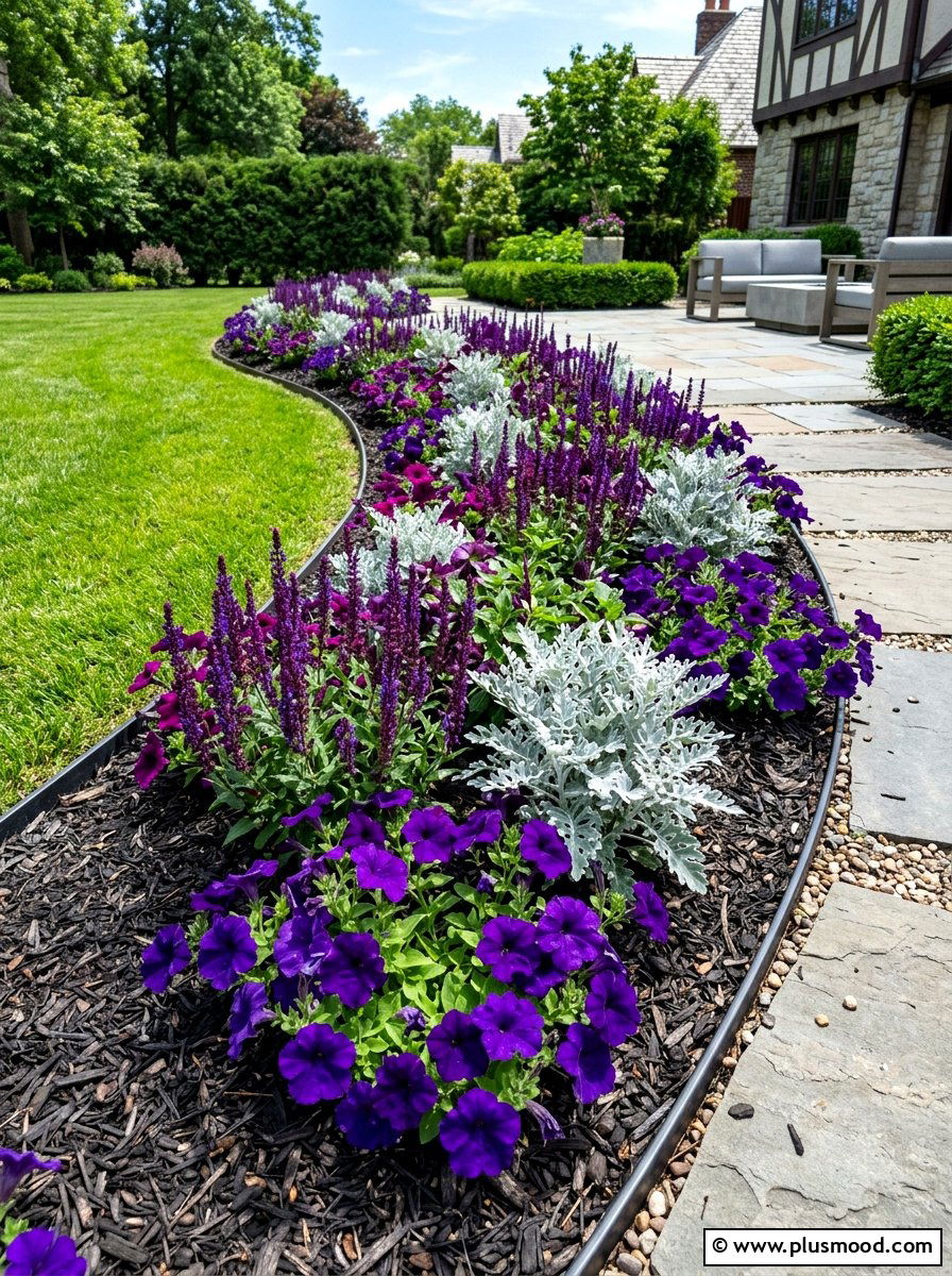 Purple narrow flower bed - 25 summer narrow flower bed ideas