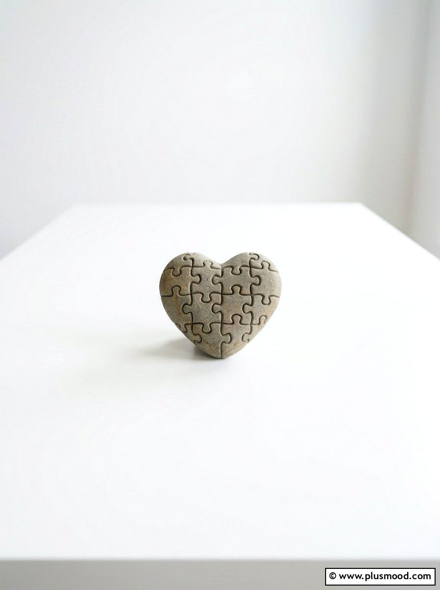 Puzzle Piece Heart Rock - 25 painted rock ideas for valentines day