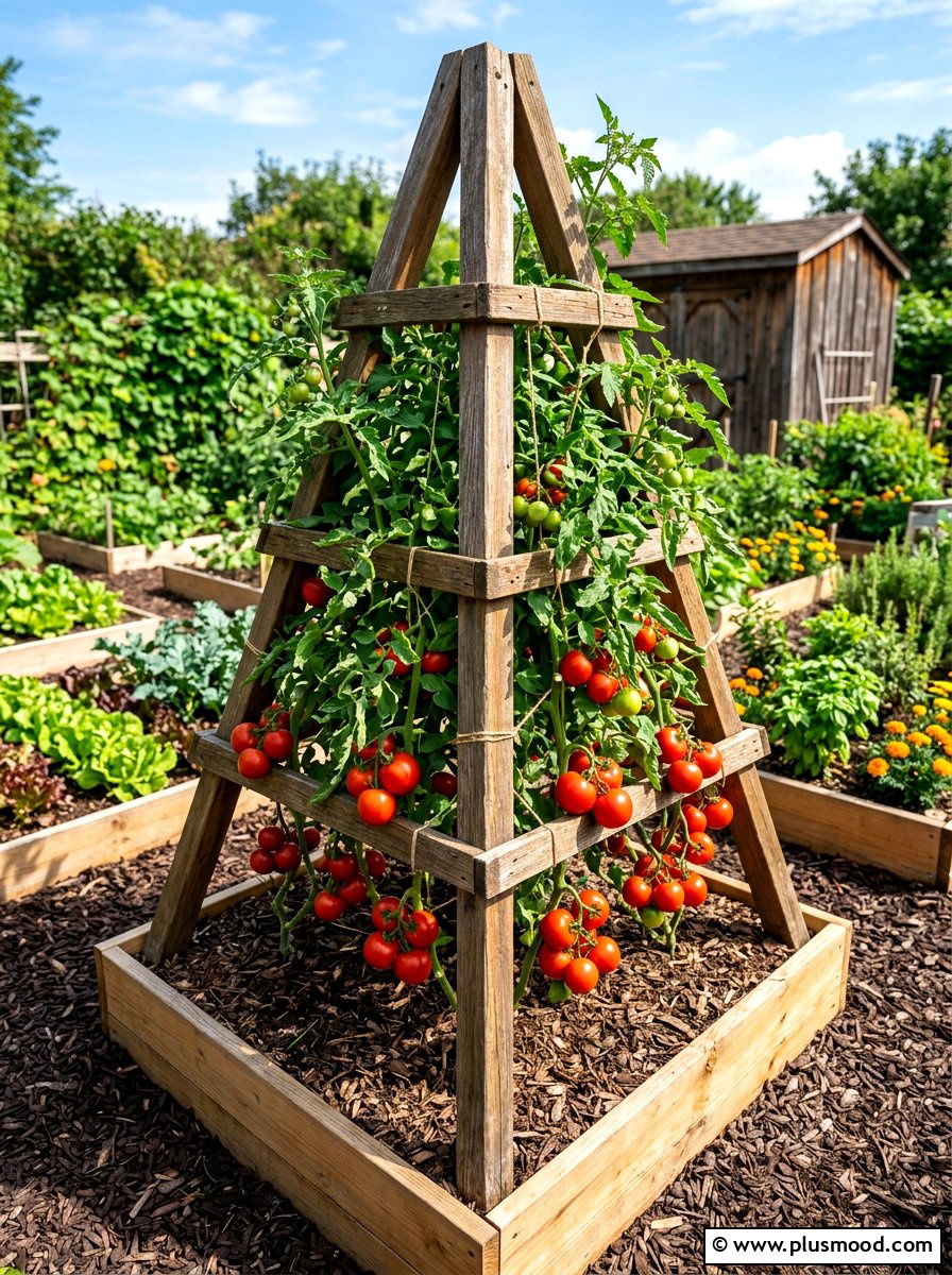 Pyramid Tomato Cage - 25 summer garden trellis ideas