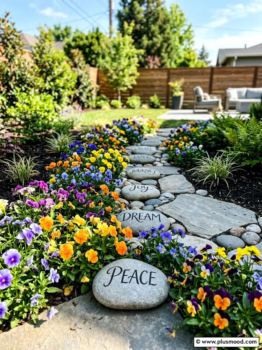 Quote Painted Stones - 25 painted rock ideas for pathway art