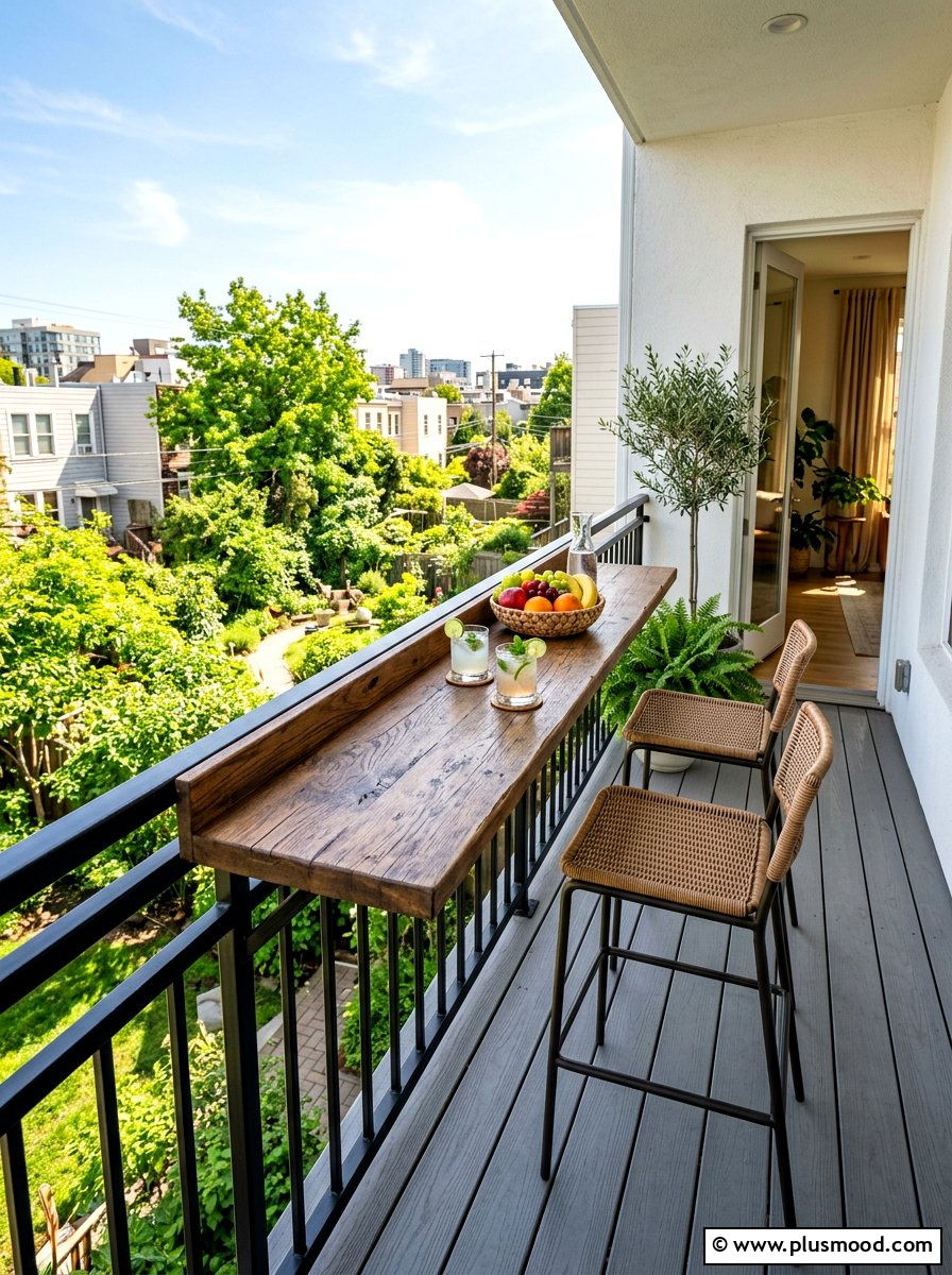 Railing Bar Ledge - 25 summer narrow patio ideas