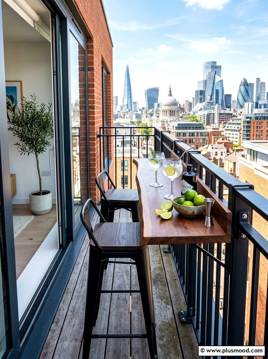 Railing Bar Table - 25 summer balcony patio ideas
