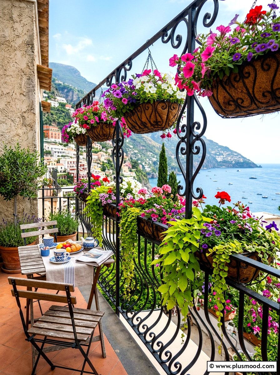 Railing Hanging Planter - 25 summer renter friendly balcony ideas