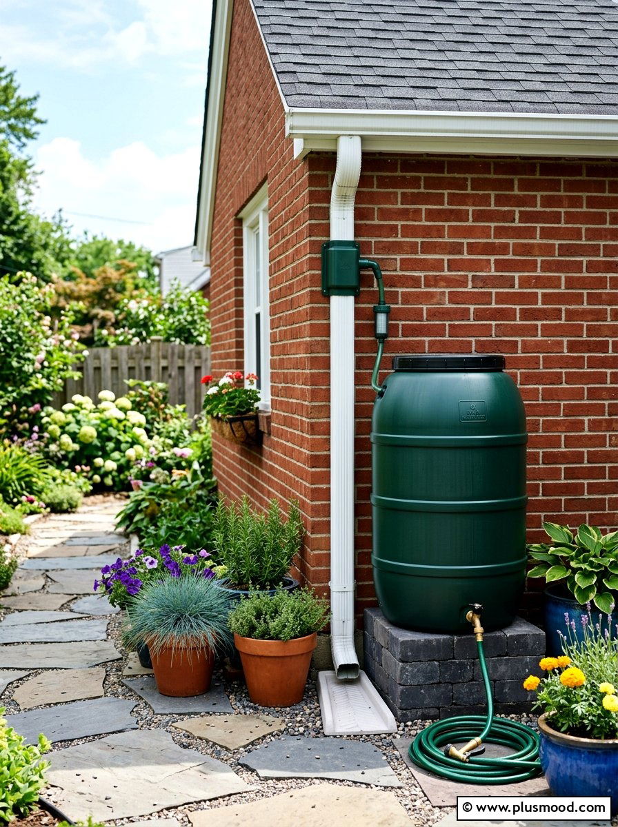 Rain Barrel System - 25 summer low water landscaping ideas