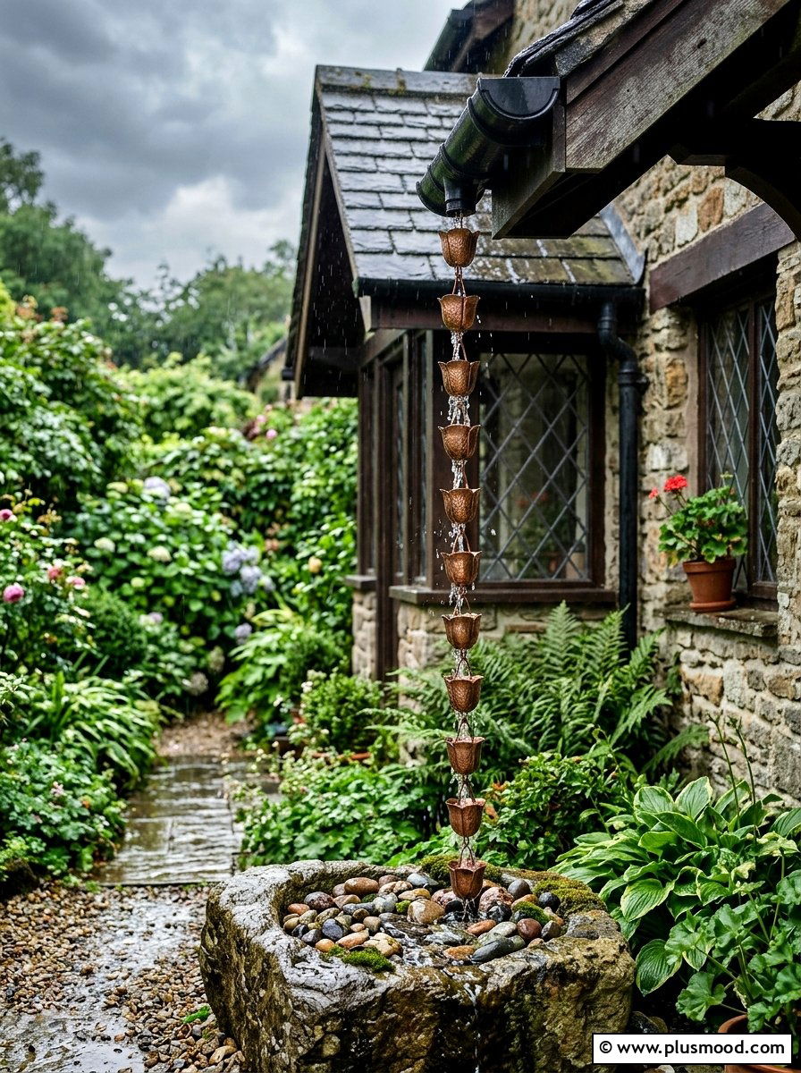 Rain Chain Gutter Alternative - 25 outdoor garden decor ideas with water features