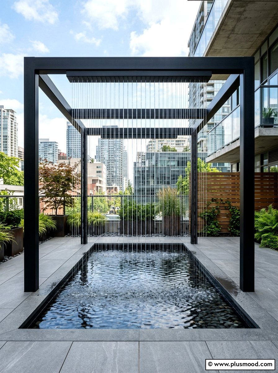 Rain Curtain Feature - 25 pool landscaping ideas with water features