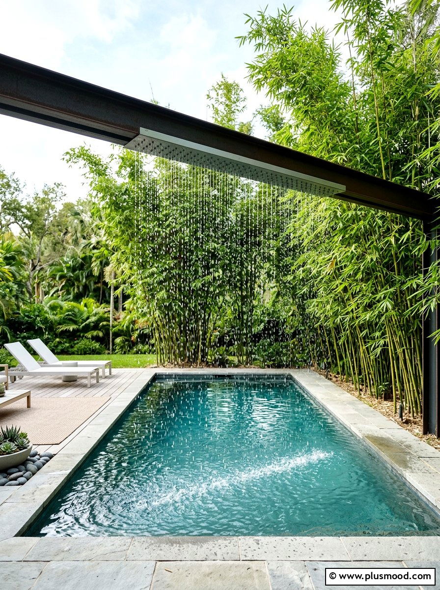 Rain Curtain Pool Feature - 25 pool landscaping ideas with waterfalls