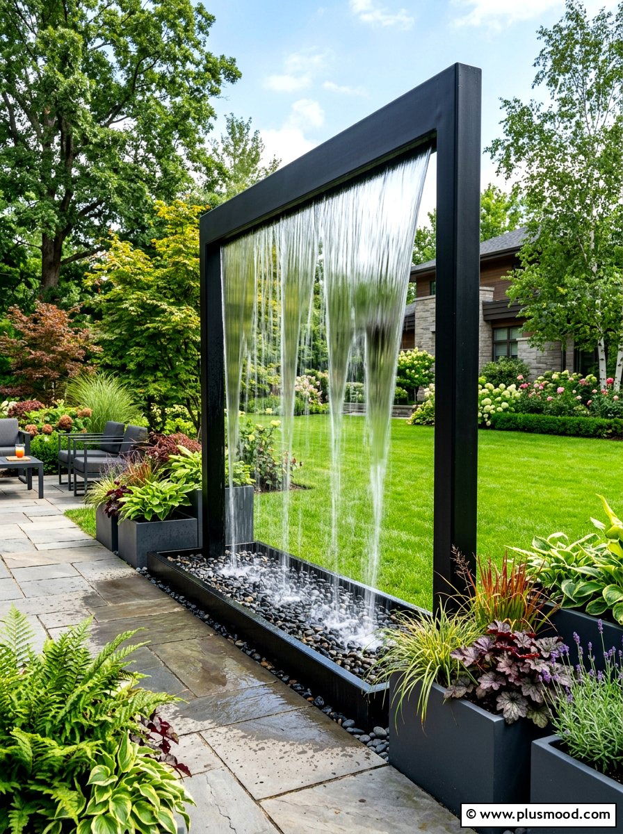 Rain Curtain Water Feature - 25 summer splash pad backyard ideas