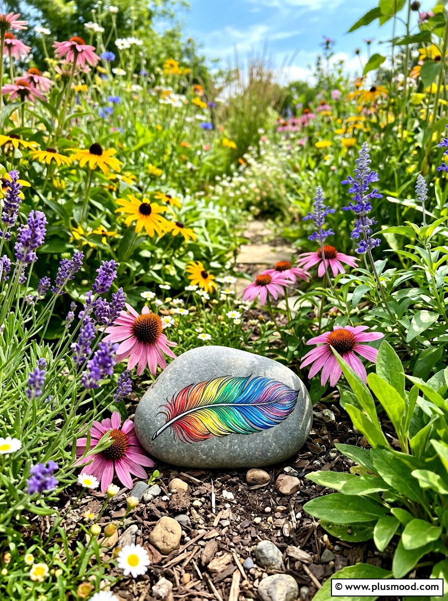 25 Painted Rock Ideas With Feather Design for Boho Crafts