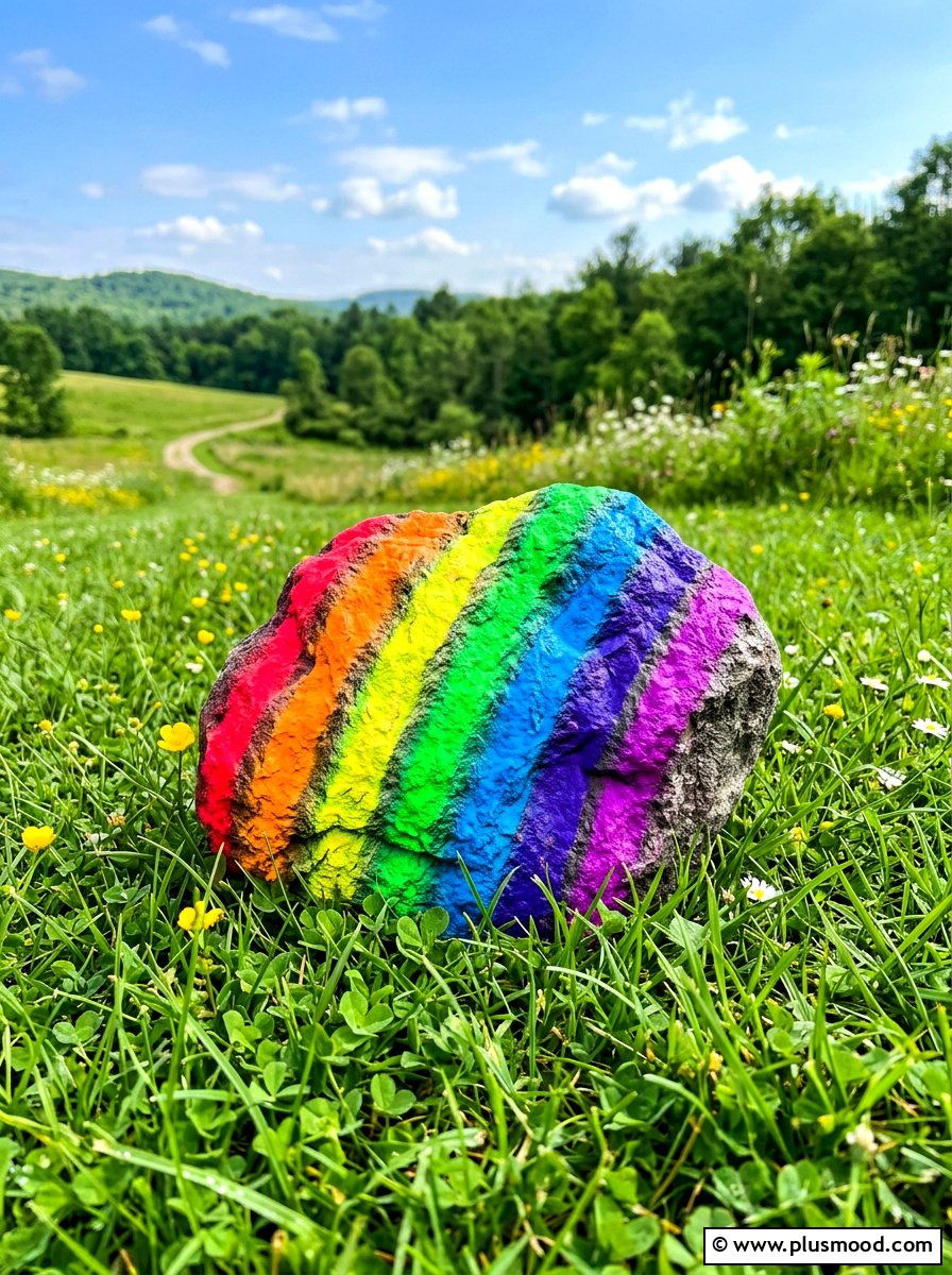 Rainbow Glow Stone - 25 painted rock ideas with glow in the dark paint