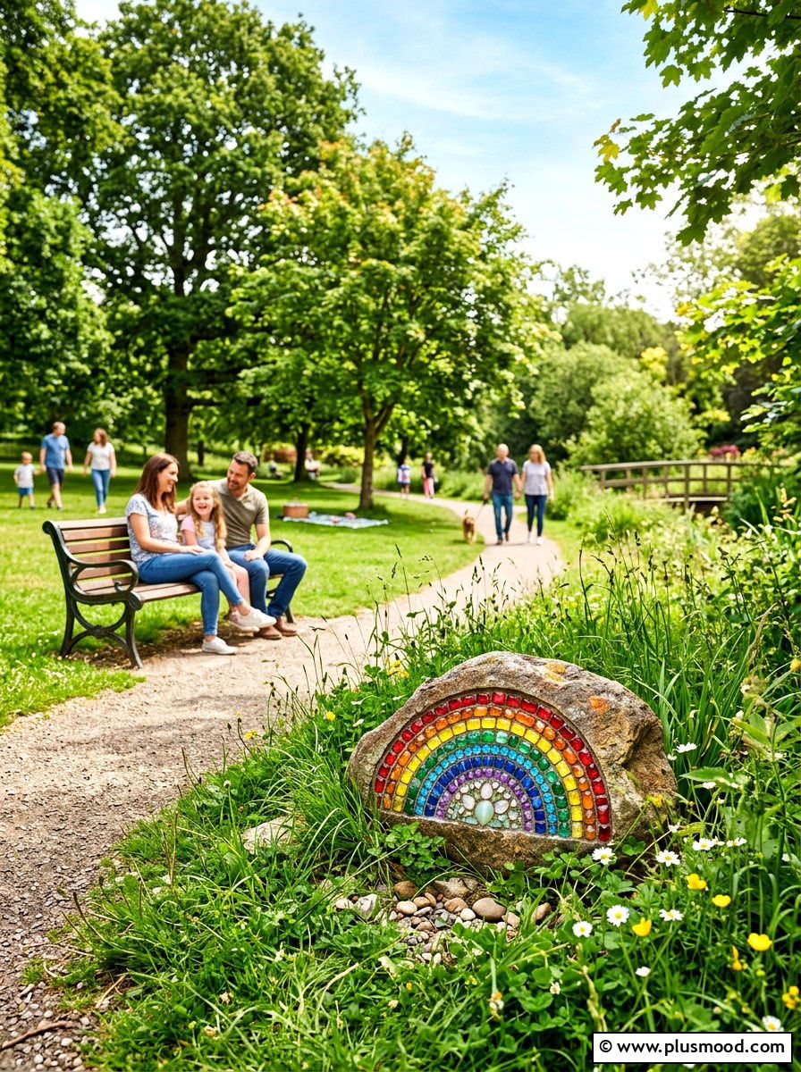 Rainbow Healing Stone - 25 painted rock ideas for mindfulness