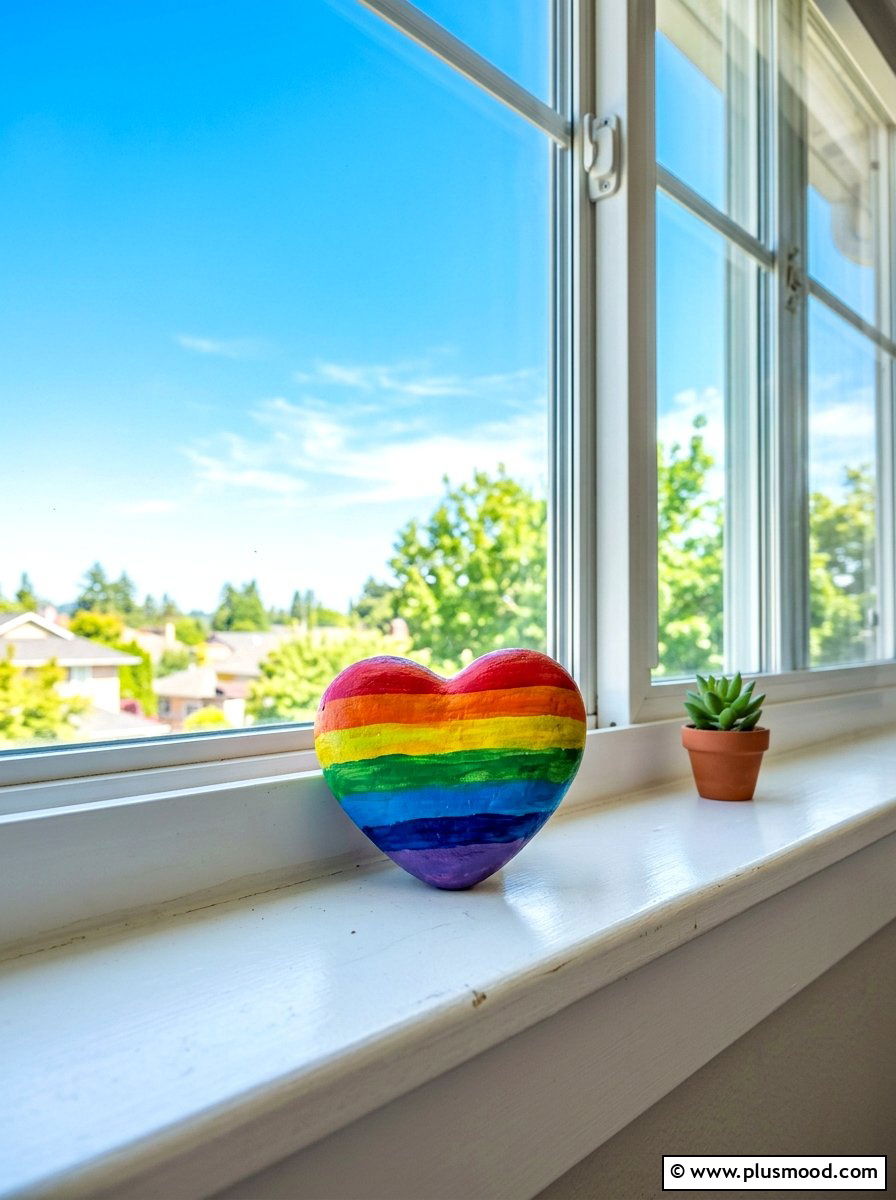 Rainbow Heart Painted Rock - 25 painted rock ideas for valentines day