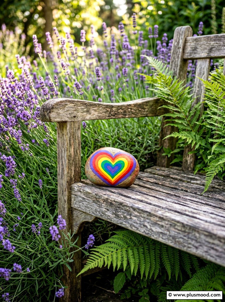 Rainbow Heart Rock Painting - 25 painted rock ideas with hearts