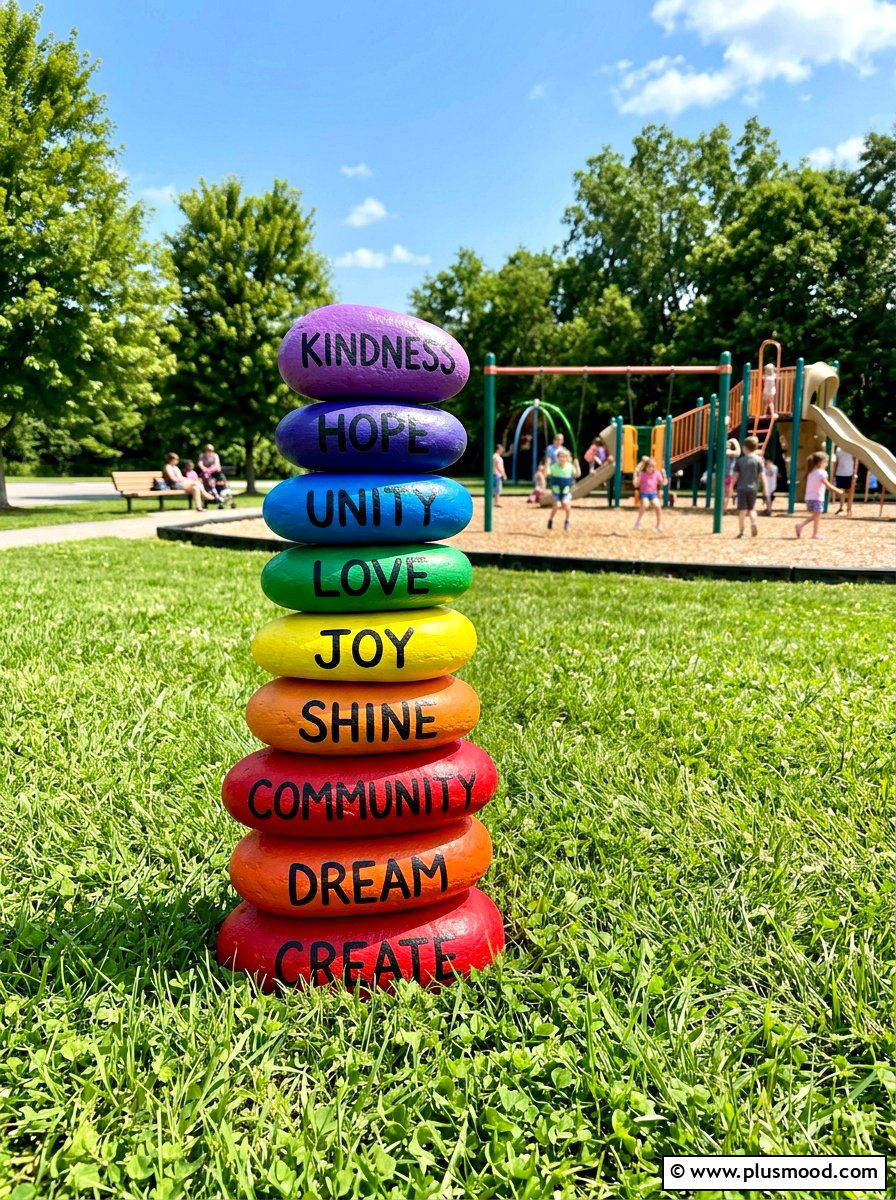 Rainbow Painted Stones - 25 painted rock ideas with quotes