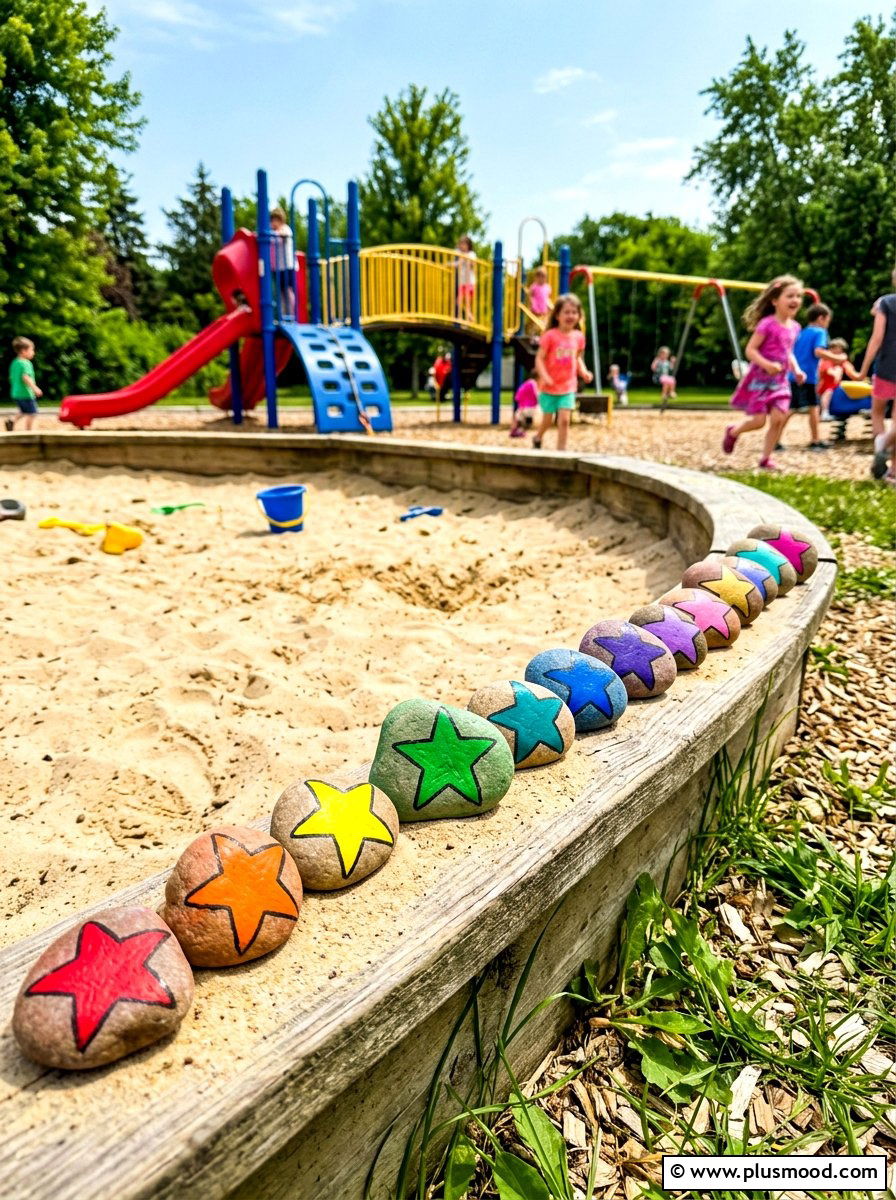 Rainbow Star Pattern Rocks - 25 painted rock ideas with stars