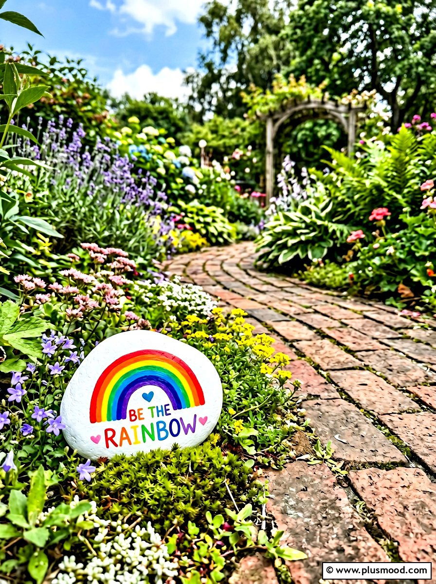 Rainbow affirmation rock - 25 painted rock ideas with positive affirmations
