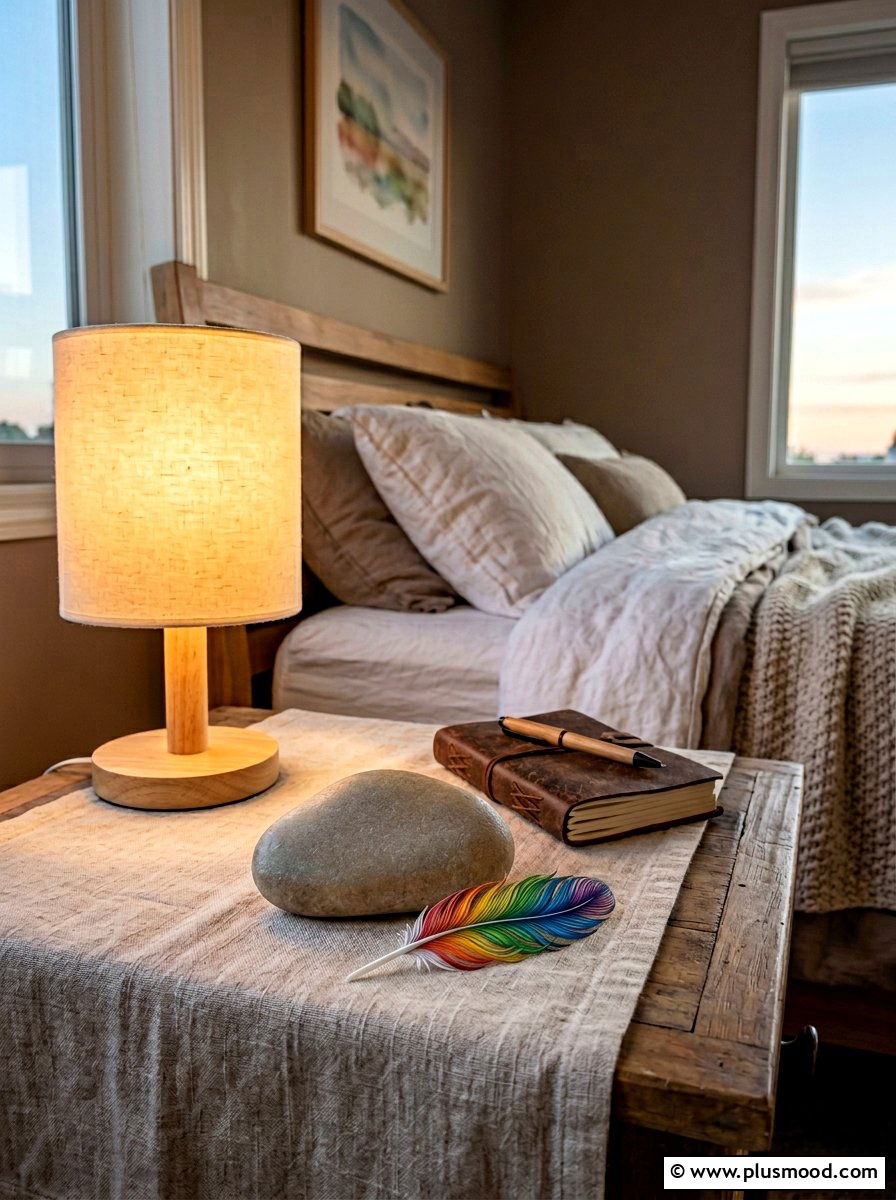 Rainbow feather stone - 25 painted rock ideas with rainbow design