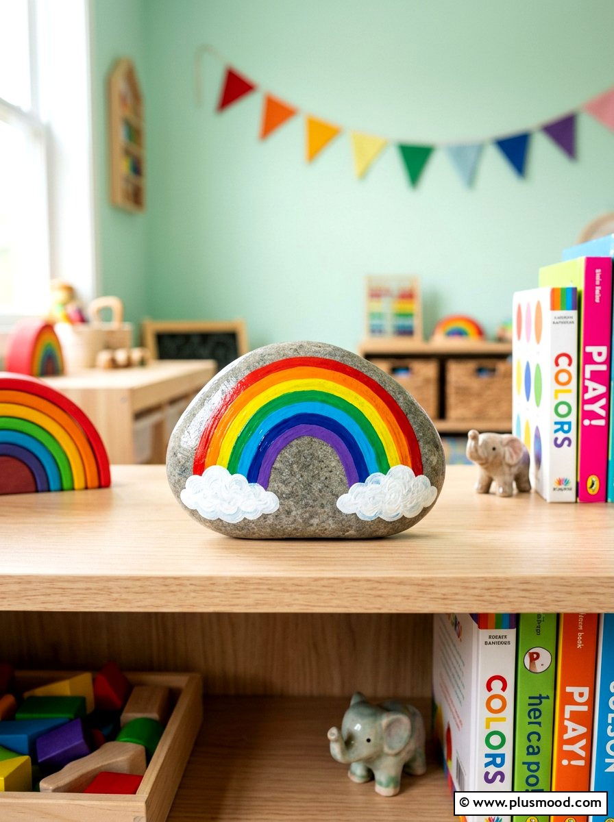 Rainbow painted rock - 25 painted rock ideas for beginners