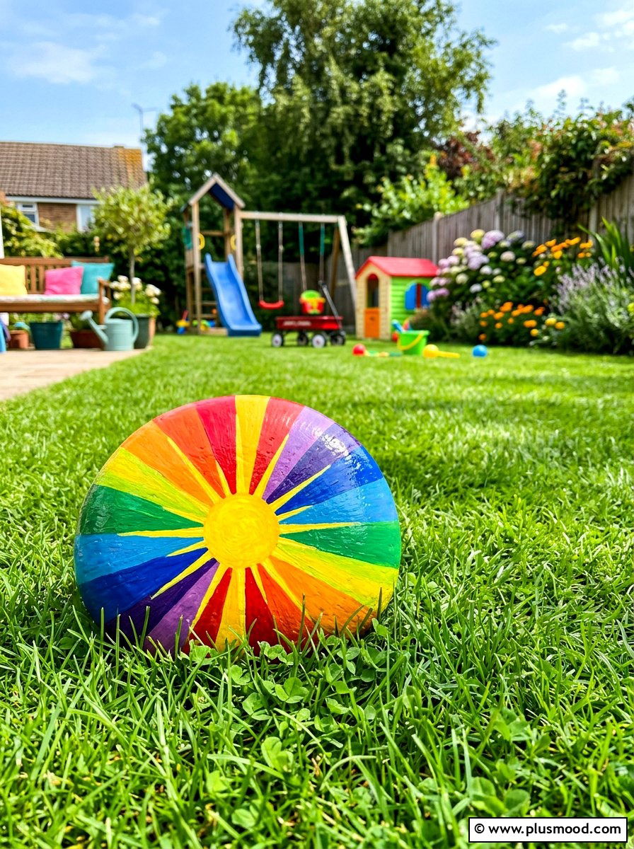 Rainbow sun beam - 25 painted rock ideas with sun design