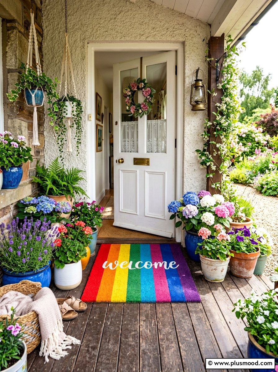 Rainbow welcome mat - 25 summer welcome mat ideas for summer