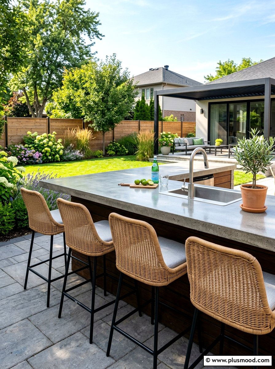 Raised Bar Seating Area - 25 summer outdoor kitchen entertaining ideas