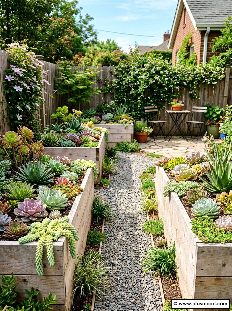 Raised Bed Garden With Succulents - 25 small backyard ideas with succulent garden