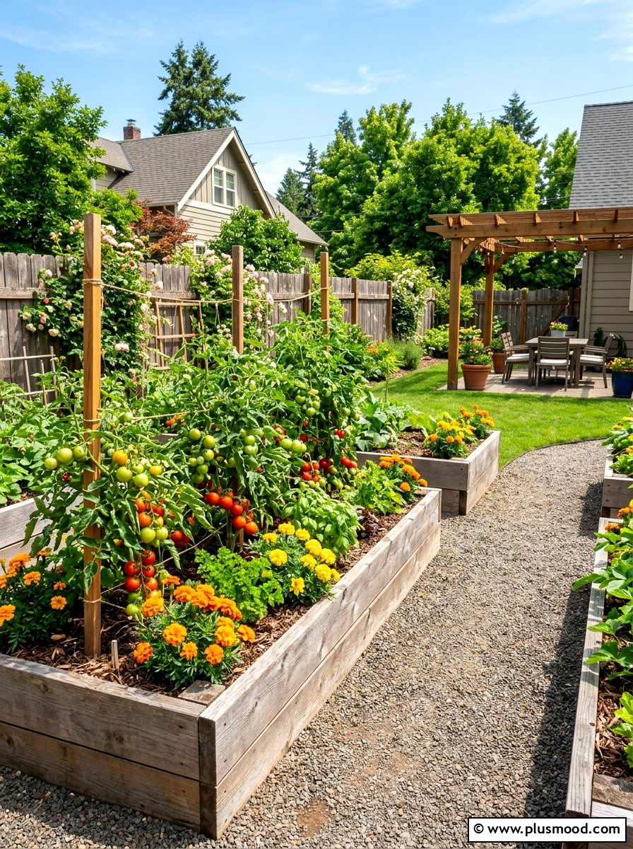 Raised Bed Vegetable Mix - 25 small backyard ideas with butterfly garden