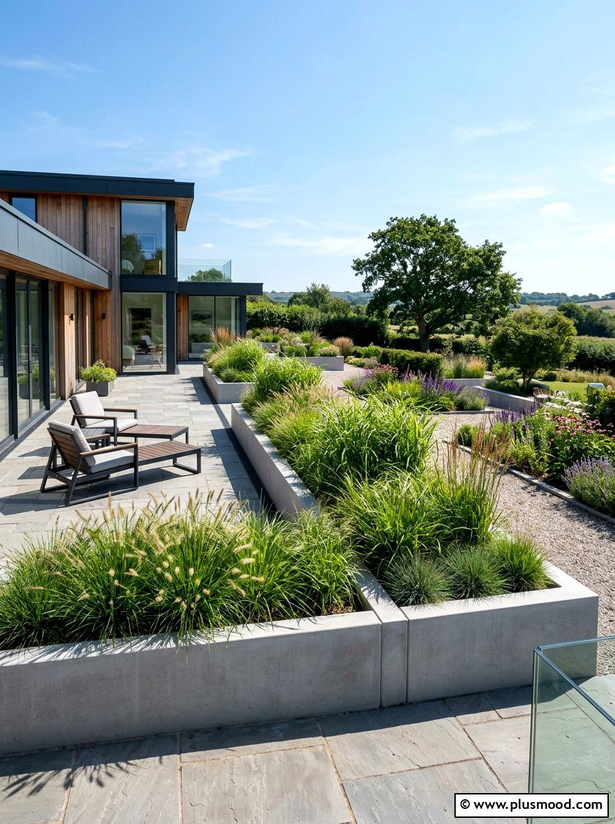 Raised Concrete Planter - 25 small backyard ideas modern style