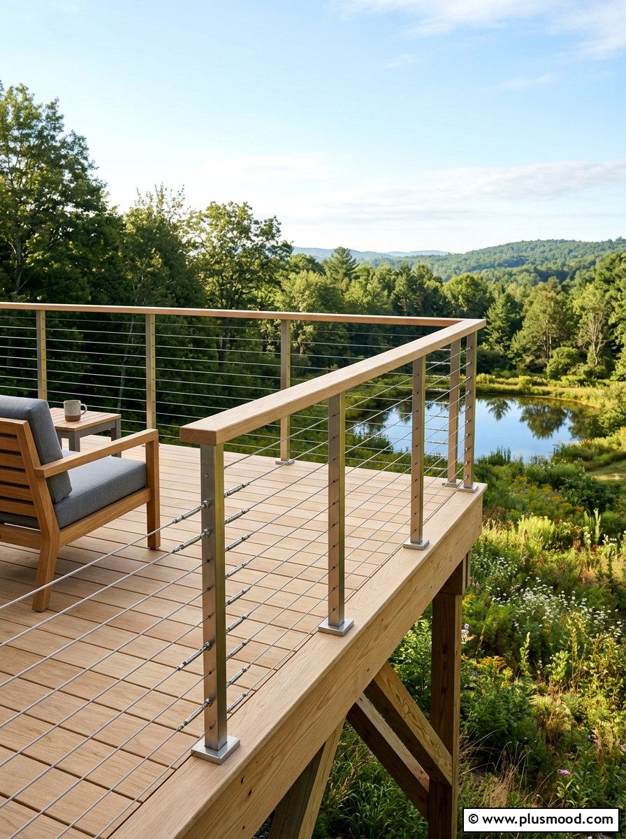 Raised Deck With Cable Railing - 25 small backyard ideas with raised deck