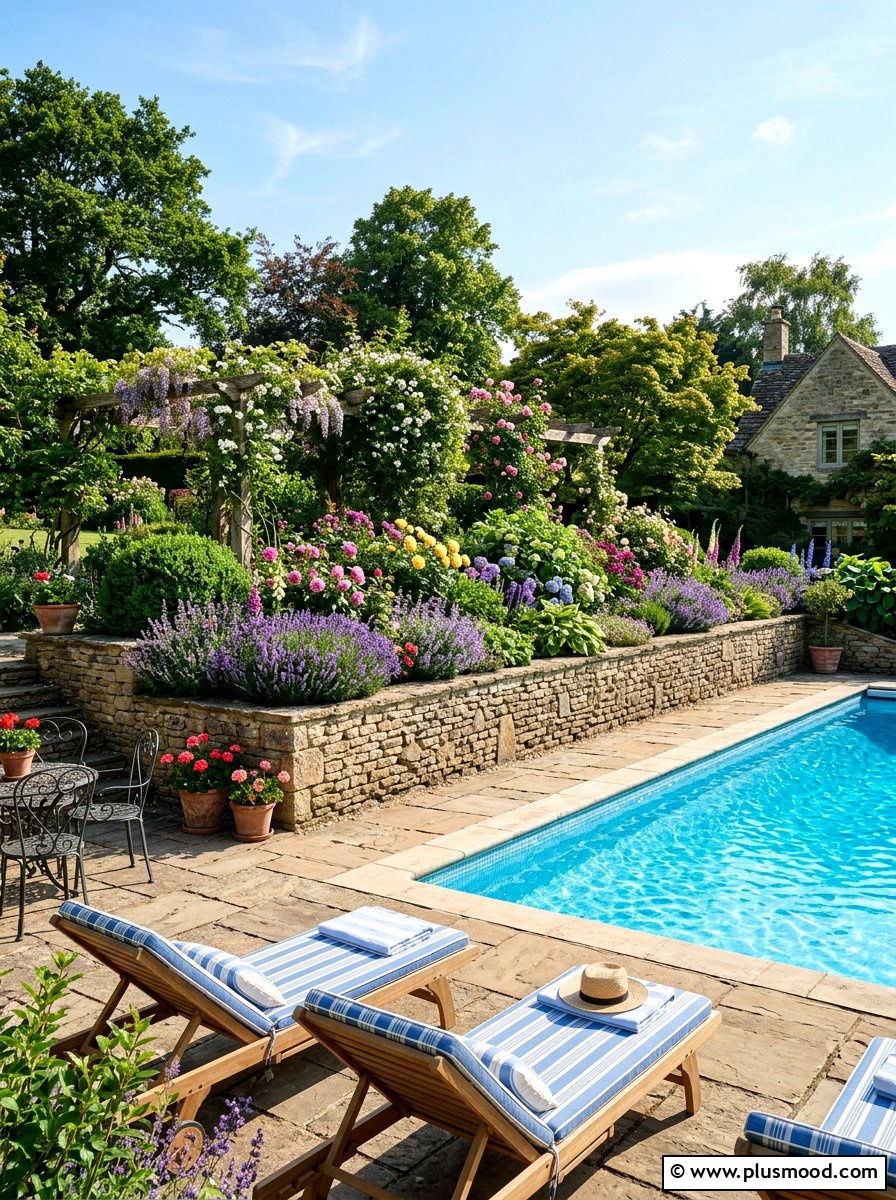 Raised Garden Bed - 25 pool landscaping ideas for courtyard pools
