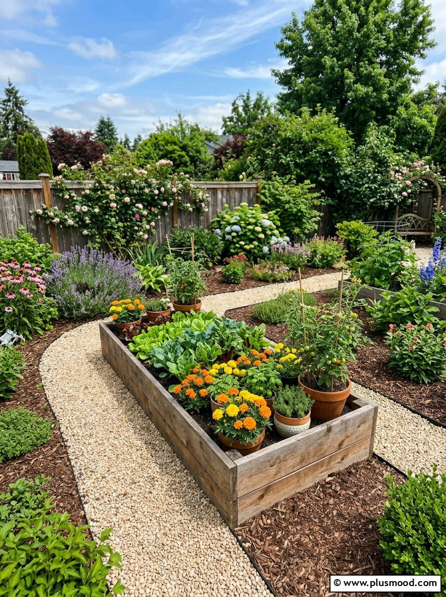 Raised Garden Bed - 25 small backyard ideas with potted plants