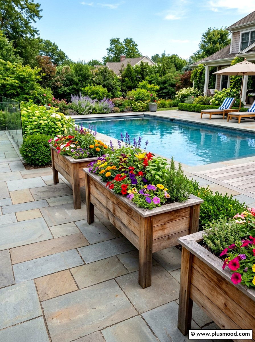 Raised Planter Boxes Near Pool - 25 pool landscaping ideas for Texas homes