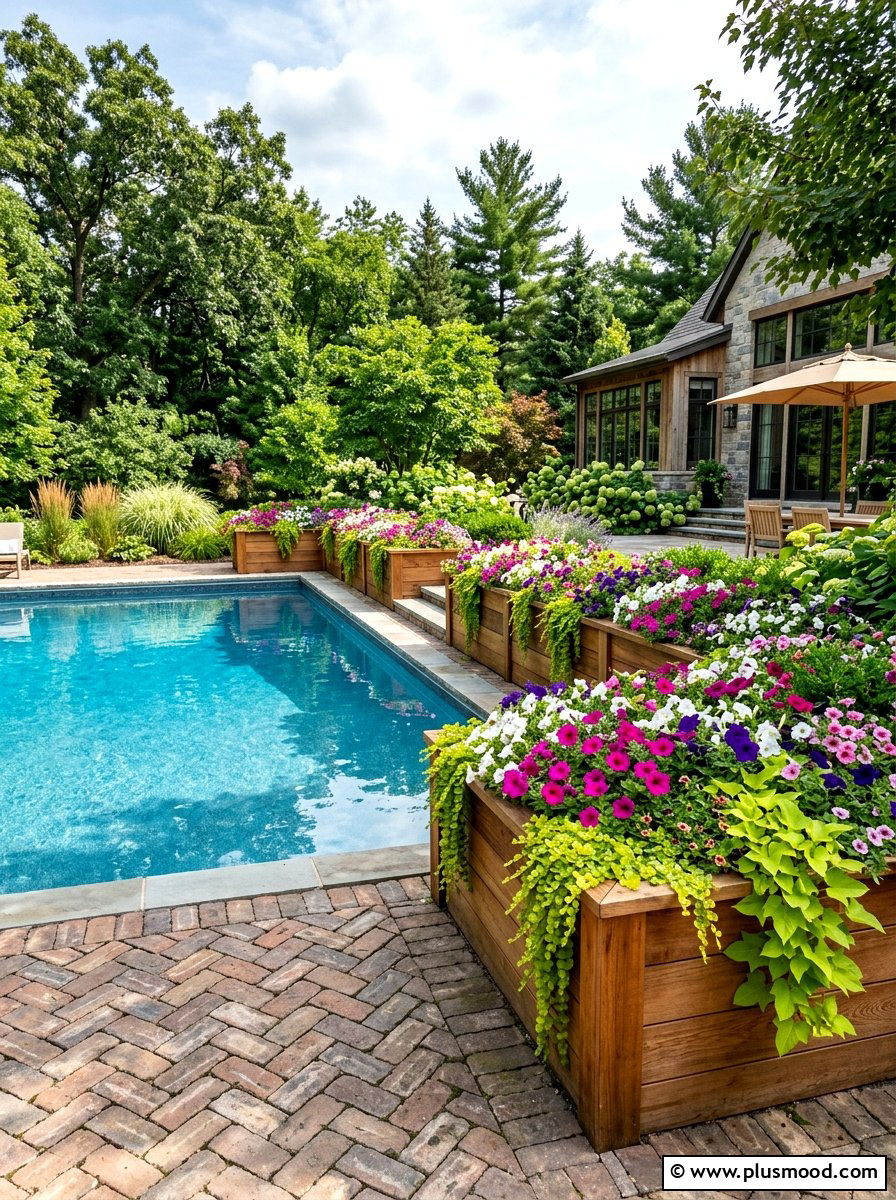 Raised Planter Boxes Pool - 25 pool landscaping ideas for beginners