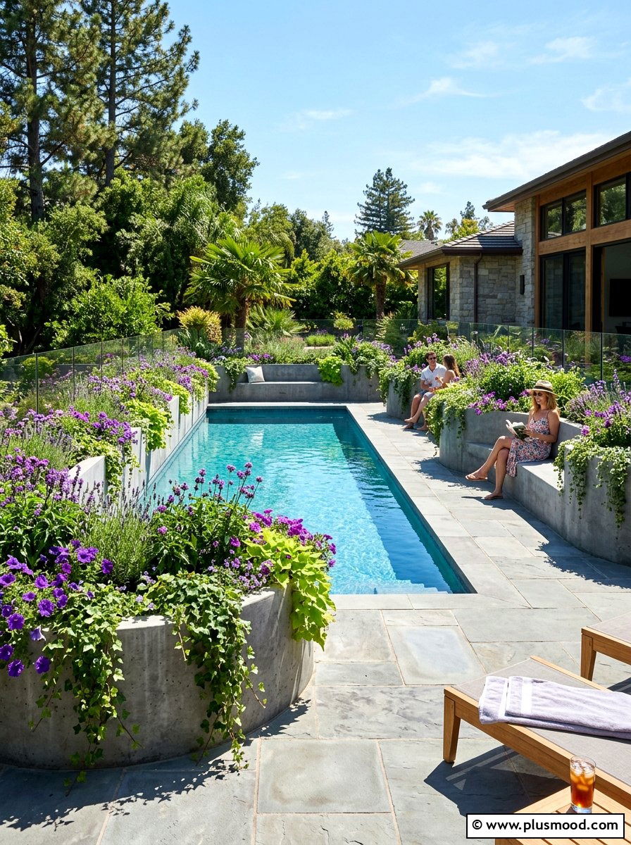 Raised Planter Pool - 25 summer pool landscaping ideas