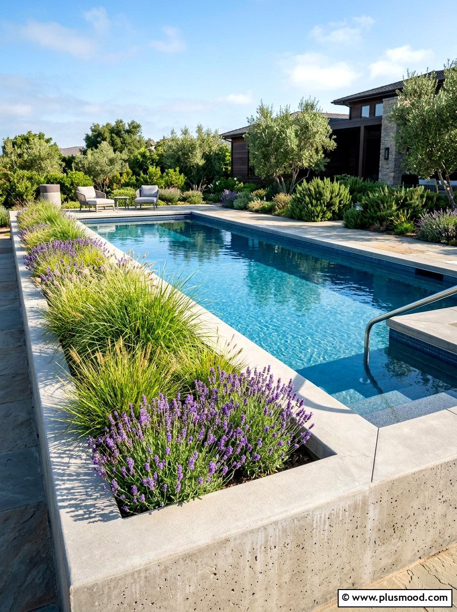 Raised Planter Pool - 25 pool landscaping ideas for narrow yards