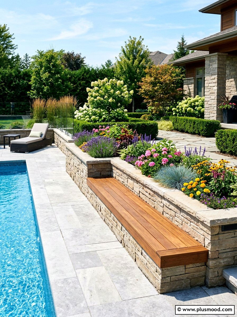 Raised Pool Planter - 25 pool landscaping ideas for hot climates